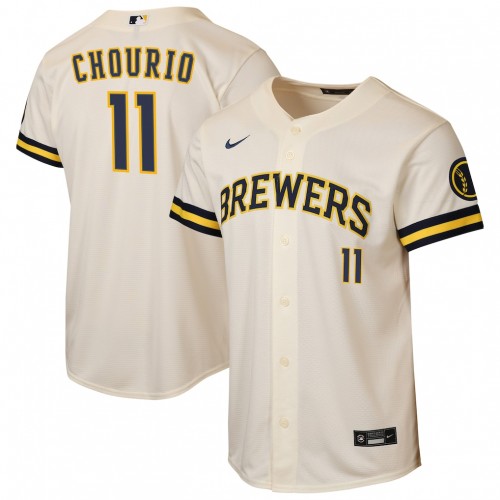 Jackson Chourio Milwaukee Brewers Nike Youth Home Stadium Jersey - Cream