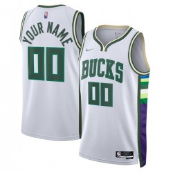 Milwaukee Bucks Nike 2021/22 Swingman Custom Jersey - City Edition - White Milwaukee Bucks Nike 2021/22 Swingman Custom Jersey - City Edition - White