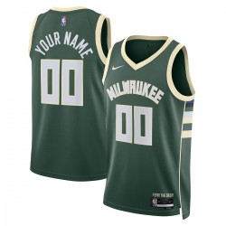 Milwaukee Bucks Nike Unisex 2022/23 Swingman Custom Jersey Hunter Green - Icon Edition