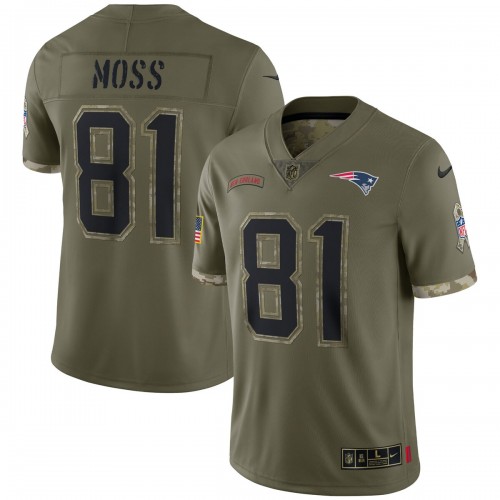 Randy Moss New England Patriots 2022 Salute To Service Retired Player Limited Jersey - Olive
