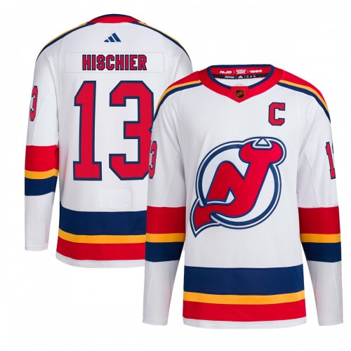 Nico Hischier New Jersey Devils adidas Reverse Retro 2.0 Authentic Player Jersey - White Nico Hischier New Jersey Devils adidas Reverse Retro 2.0 Authentic Player Jersey - White