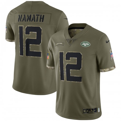 Joe Namath New York Jets 2022 Salute To Service Retired Player Limited Jersey - Olive