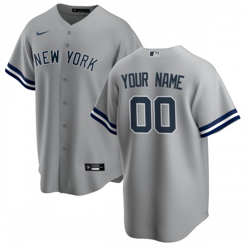New York Yankees Nike Road Replica Custom Jersey - Gray