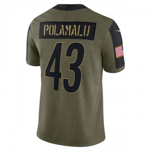 Troy Polamalu Pittsburgh Steelers Nike 2021 Salute To Service Retired Player Limited Jersey - Olive