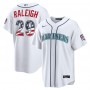 Cal Raleigh Seattle Mariners Nike USA 250 Fourth of July Home Stadium Jersey - White Cal Raleigh Seattle Mariners Nike USA 250 Fourth of July Home Stadium Jersey - White