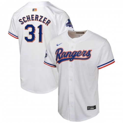 Max Scherzer Texas Rangers Nike Youth 2024 Gold Collection Limited Player Jersey – White