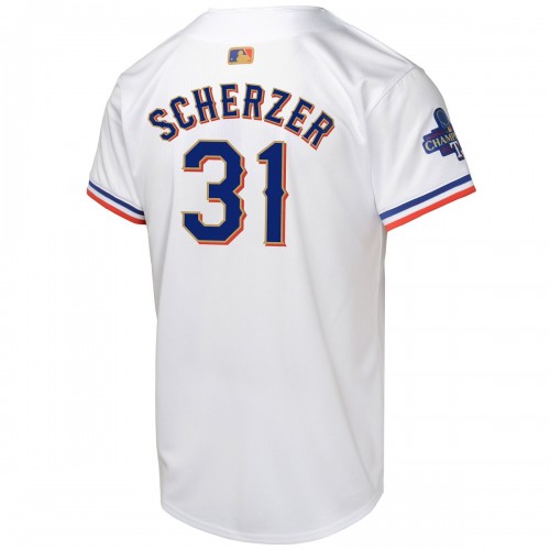 Max Scherzer Texas Rangers Nike Youth 2024 Gold Collection Limited Player Jersey – White