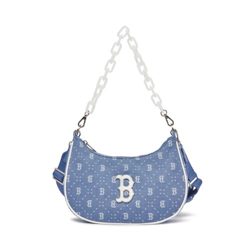 Dia MONOGRAM Jacquard Denimlike Strap Hobo Bag Boston Red Sox