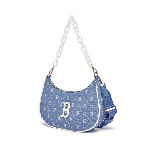 Dia MONOGRAM Jacquard Denimlike Strap Hobo Bag Boston Red Sox