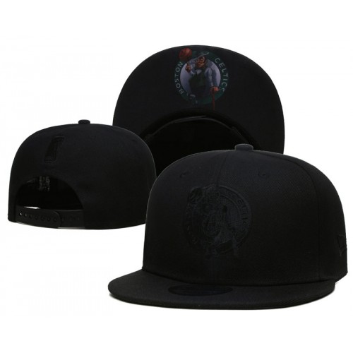 Boston Celtics Logo Under Visor Black on Black Snapback Hat