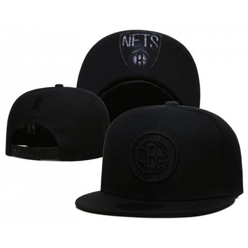 Brooklyn Nets Logo Under Visor Black on Black Snapback Hat