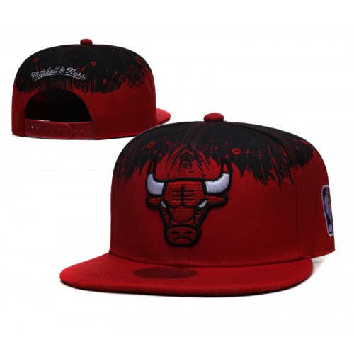 Mitchell & Ness Chicago Bulls Splatter Snapback Hat Cap Black/Red