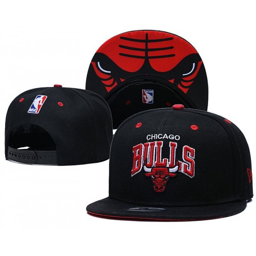 Chicago Bulls Wordmark Logo Black Snapback Hat