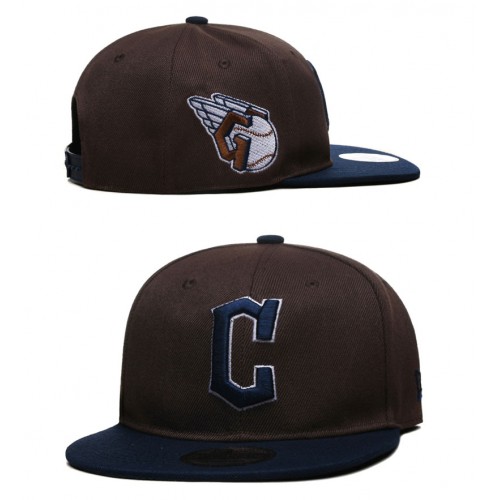 Men's Cleveland Guardians Logo Walnut Snapback Hat – Brown/Navy