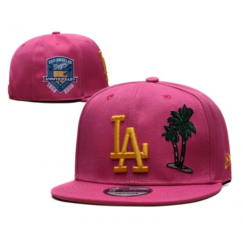 LA Dodgers Anniversary Green Palm Tree Pink Snapback Cap