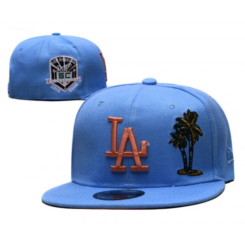 LA Dodgers Anniversary Palm Tree Sky Blue Snapback Cap