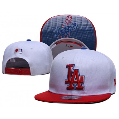 LA Dodgers Logo Under Visor 2 Tone White/Red Snapback Hat