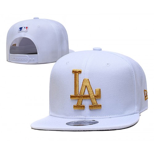 Los Angeles Dodgers White Gold Logo Snapback Hat
