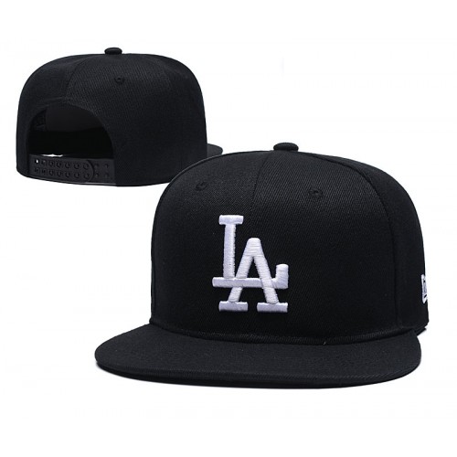 Los Angeles Dodgers Black White Logo Snapback Hat