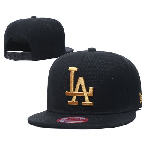 Los Angeles Dodgers Black Gold Logo Snapback Hat