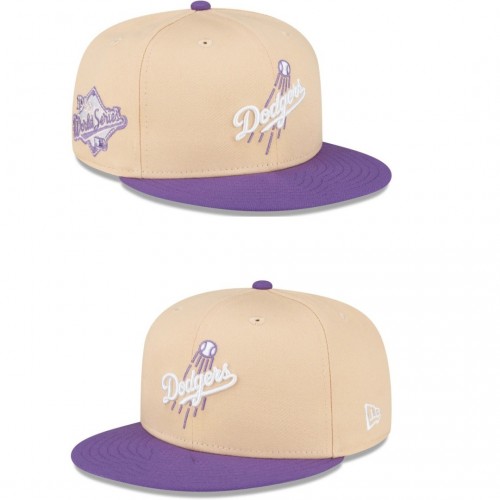 Los Angeles Dodgers Peach/Purple 1988 World Series Side Patch Snapback Hat