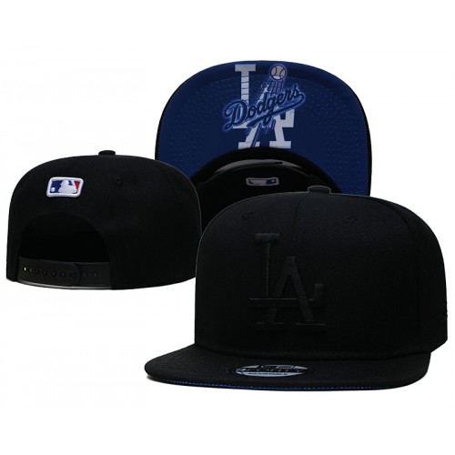 Los Angeles Dodgers Logo Under Visor Black on Black Snapback Hat