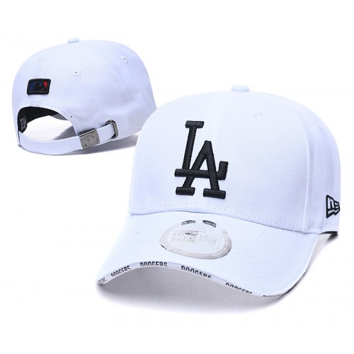 Los Angeles Dodgers Team Name on Visor Edge White Adjustable Hat