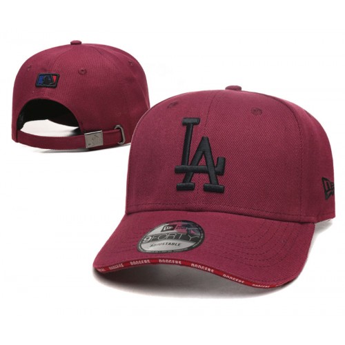 Los Angeles Dodgers Team Name on Visor Edge Wine Adjustable Hat