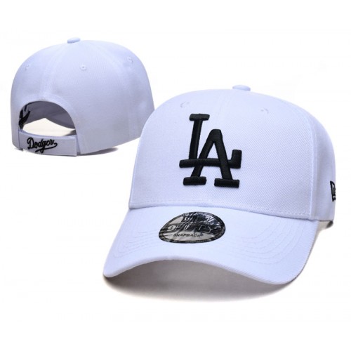 Los Angeles Dodgers White Black Logo Adjustable Hat
