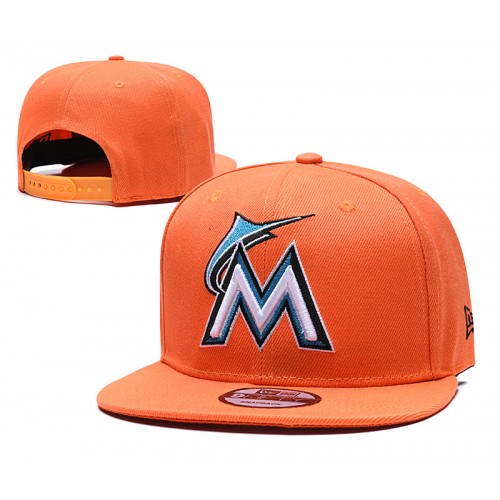 Miami-Marlins M Logo Orange Snapback Hat