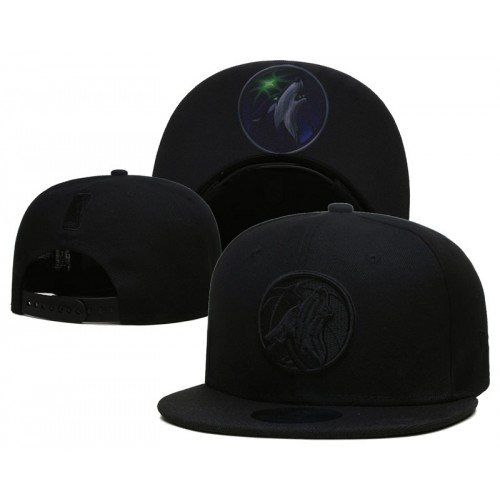 Minnesota Timberwolves Logo Under Visor Black on Black Snapback Hat