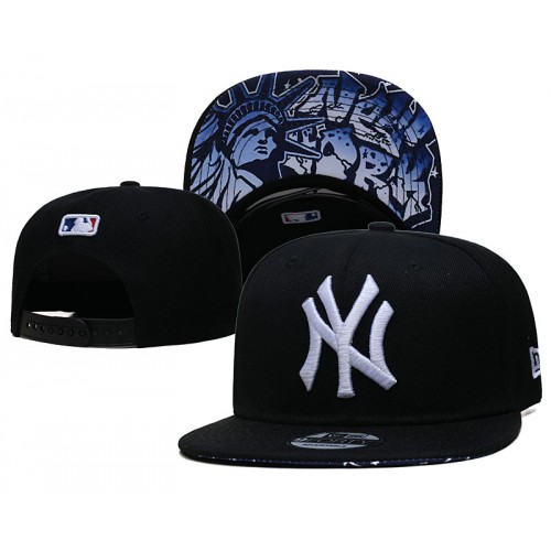 New York Yankees Pattern Under Visor Black Spanback Hat