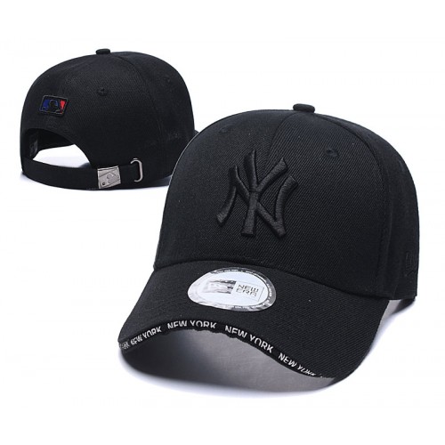 New York Yankees City Name on Visor Edge Black on Black Adjustable Hat