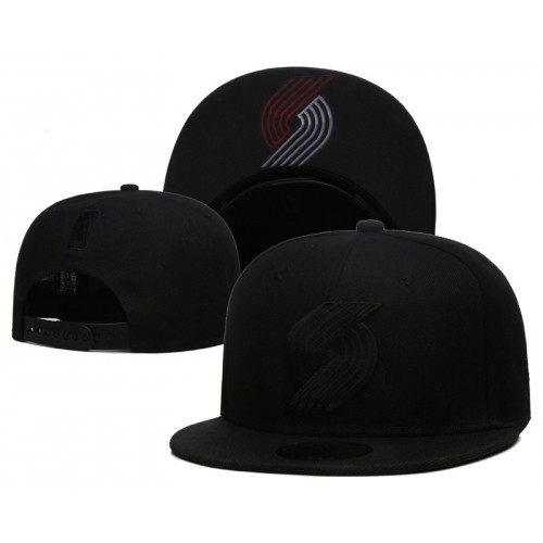Portland Trail Blazers Logo Under Visor Black on Black Snapback Hat