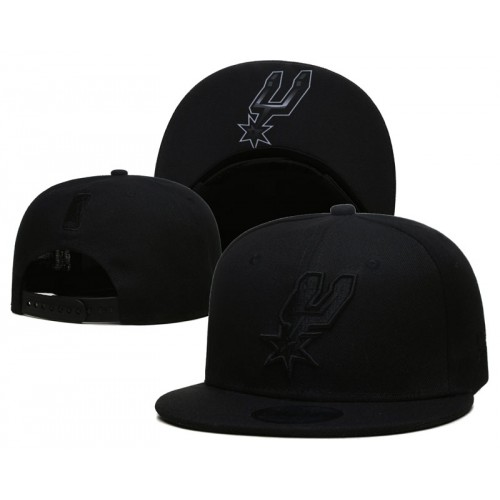 San Antonio Spurs Logo Under Visor Black on Black Snapback Hat