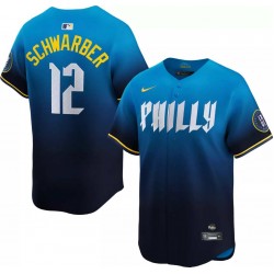 Kyle Schwarber Philadelphia Phillies Nike 2024 City Connect Limited Player Jersey - Blue Kyle Schwarber Philadelphia Phillies Nike 2024 City Connect Limited Player Jersey - Blue