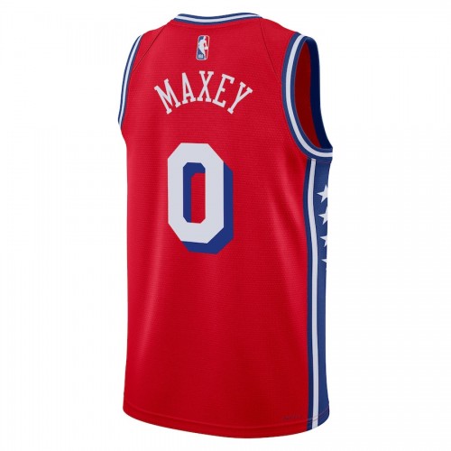 Men's Philadelphia 76ers Tyrese Maxey #0 Jordan Red Swingman NBA Jersey - Icon Edition