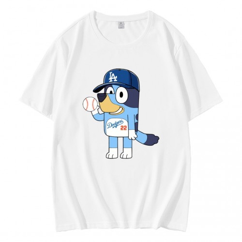 Bluey LA Dodgers Baseball Cartoon T-Shirt Bluey LA Dodgers Baseball Cartoon T-Shirt