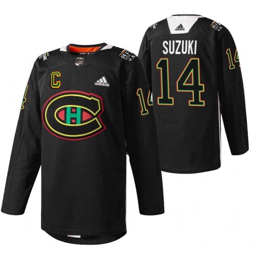 Montreal Canadiens Nick Suzuki Black History Night Warmup Jersey Montreal Canadiens Nick Suzuki Black History Night Warmup Jersey