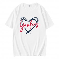 Leopard Heart Baseball Yankees T-Shirt