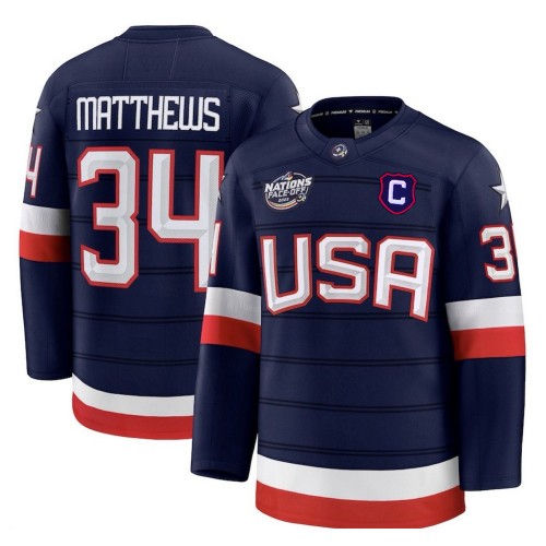 Auston Matthews USA 2025 Navy 4 Nations Face-Off Jersey Auston Matthews USA 2025 Navy 4 Nations Face-Off Jersey