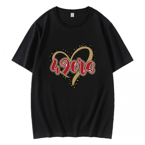 49ers Heart Leopard Pattern  T-Shirt