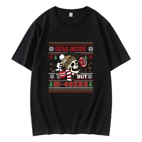 Funny Skull Dead Inside But Go 49ers Football  T-Shirt