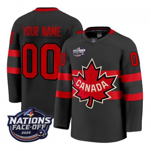 Canada 2025 Black Hockey Team 4 Nations Face-Off Custom Jersey Canada 2025 Black Hockey Team 4 Nations Face-Off Custom Jersey