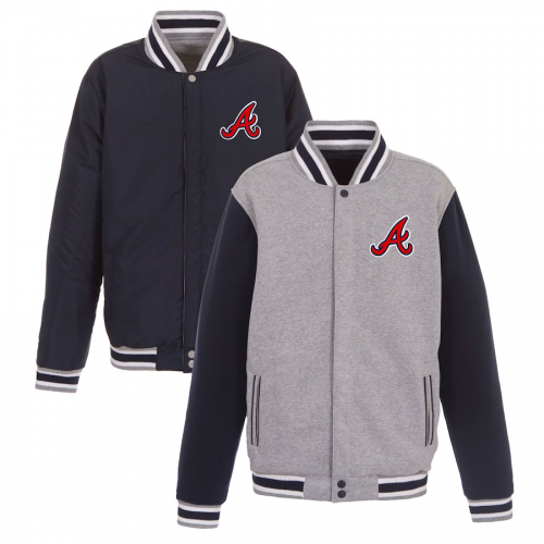 Atlanta Braves JH Design Reversible Fleece Full-Snap Jacket Atlanta Braves JH Design Reversible Fleece Full-Snap Jacket
