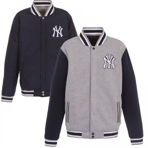 New York Yankees JH Design Reversible Fleece Full-Snap Jacket New York Yankees JH Design Reversible Fleece Full-Snap Jacket