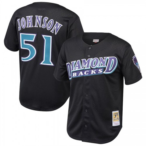 Arizona Diamondbacks Randy Johnson Black Cooperstown Mesh Button-Up Jersey