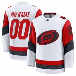 Men's Carolina Hurricanes Away Premium Custom Jersey - White Men's Carolina Hurricanes Away Premium Custom Jersey - White