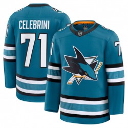 Men's San Jose Sharks Macklin Celebrini Teal Home Premium Jersey Men's San Jose Sharks Macklin Celebrini Teal Home Premium Jersey
