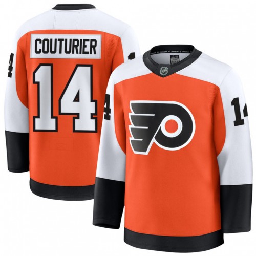 Men's Philadelphia Flyers Sean Couturier Orange Home Premium Jersey Men's Philadelphia Flyers Sean Couturier Orange Home Premium Jersey